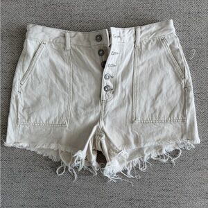 Free People Women's Cream denim shorts